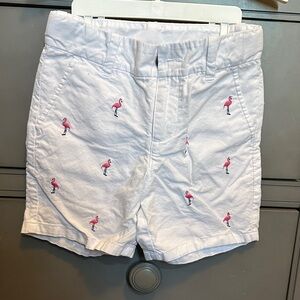 Janie and Jacks boys 4T shorts -White Flamingo Embroidered